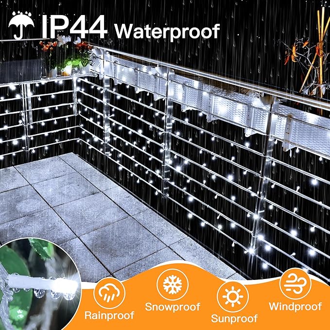 String Lights, 328 Ft, 1000 LED Cool White Outdoor Christmas Lights