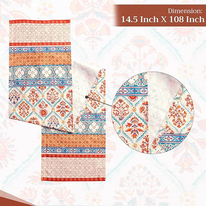 Maison d' Hermine Table Runner 100% Cotton Single Layer Table Runners 108 inches Long for Thanksgiving Christmas Decorations Home Kitchen Dining Party Wedding (Romane, 14.5" x 108")
