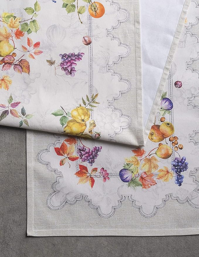 Maison d' Hermine Table Runner 100% Cotton Single Layer Table Runners 48 inches Long for Thanksgiving Christmas Decorations Home Kitchen Dining Party Wedding (Fruit D'Hiver, 14.5" x 48")