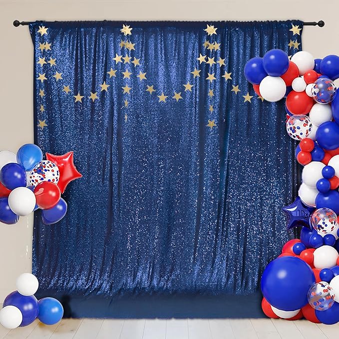 Backdrop Navy Blue Sequin, 6Ft x 8Ft Photo Background
