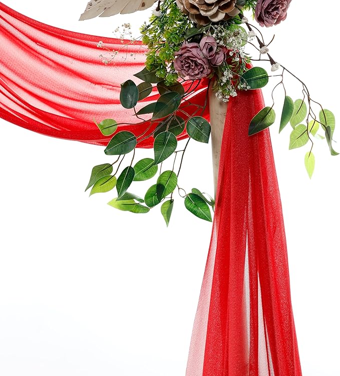 Backdrop Fabric Panel, Red Sheer Chiffon, 30 In x 40 Ft