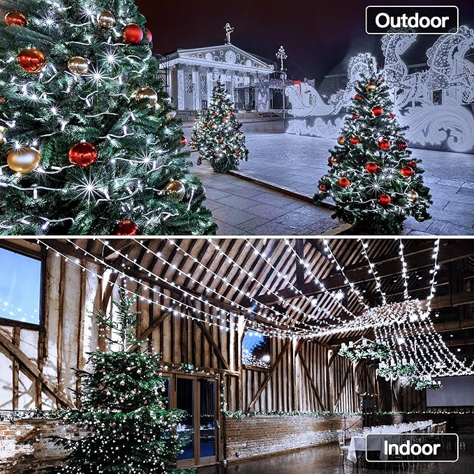 String Lights, 328 Ft, 1000 LED Cool White Outdoor Christmas Lights