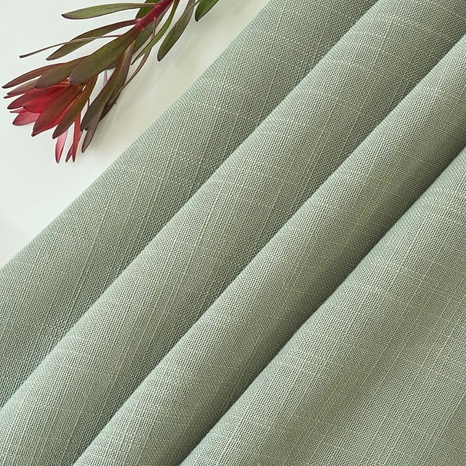 maxmill Lux Faux Linen Table Cloth with Slubby Texture Wrinkle Resistant Anti-Shrink Tablecloth for Kitchen Dining Tabletop for Banquet Parties Event Dinner Rectangle 52 x 70 Inch Sage Green
