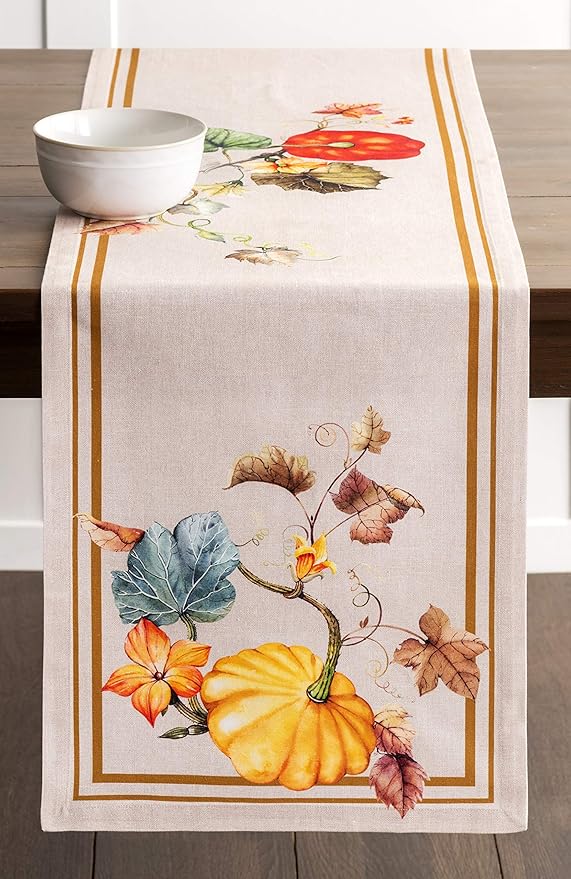 Maison d' Hermine Table Runner 100% Cotton Single Layer Table Runners 60 inches Long for Thanksgiving Christmas Decorations Home Kitchen Dining Party Wedding (Potiron, 14.5" x 60")