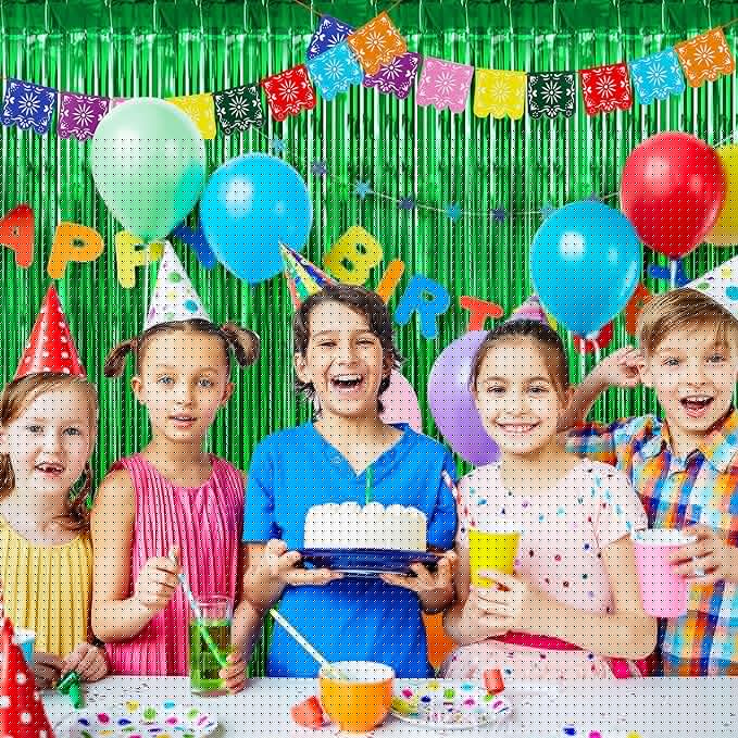 BTSD-home 10 Pack Green Foil Fringe Curtain, Metallic Photo Booth Backdrop Tinsel Door Curtains for St Patricks Day Birthday Bridal Baby Shower Bachelorette Christmas Party Decorations(8ft x 3ft)