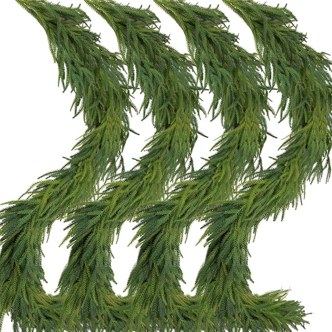 Garlands 4 Pack, 6 Ft Green Artificial Norfolk Pine Holiday Decor
