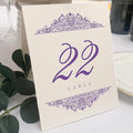 Paisley Wedding Table Numbers (Select Color/Quantity), Champagne, Purple, 1-25, Double Sided, Tent or Use in a Stand, Great for Parties & Restaurants - Made in the USA