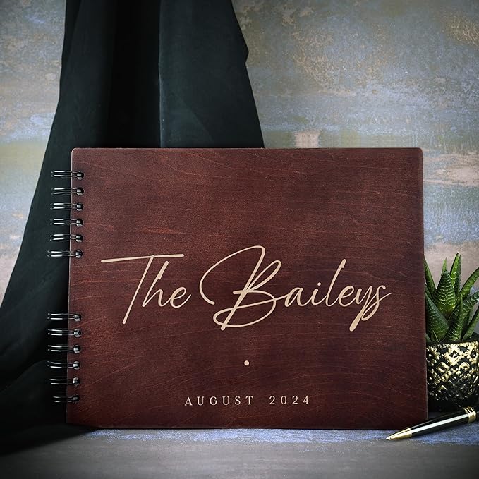 Wedding Guestbook, Wooden Keepsake Book, 5 Colors and 2 Sizes