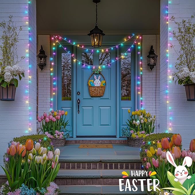 String Lights 168ft 600 LED Multicolor Easter Remote Waterproof Reel