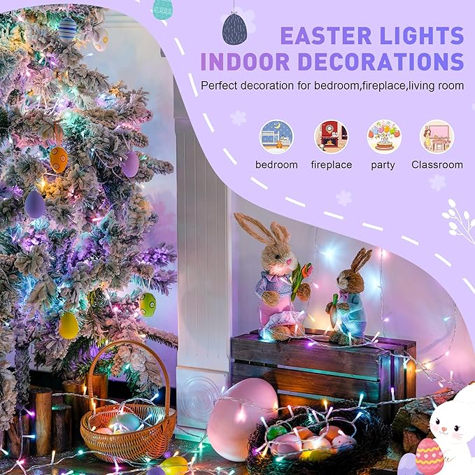 String Lights 168ft 600 LED Multicolor Easter Remote Waterproof Reel