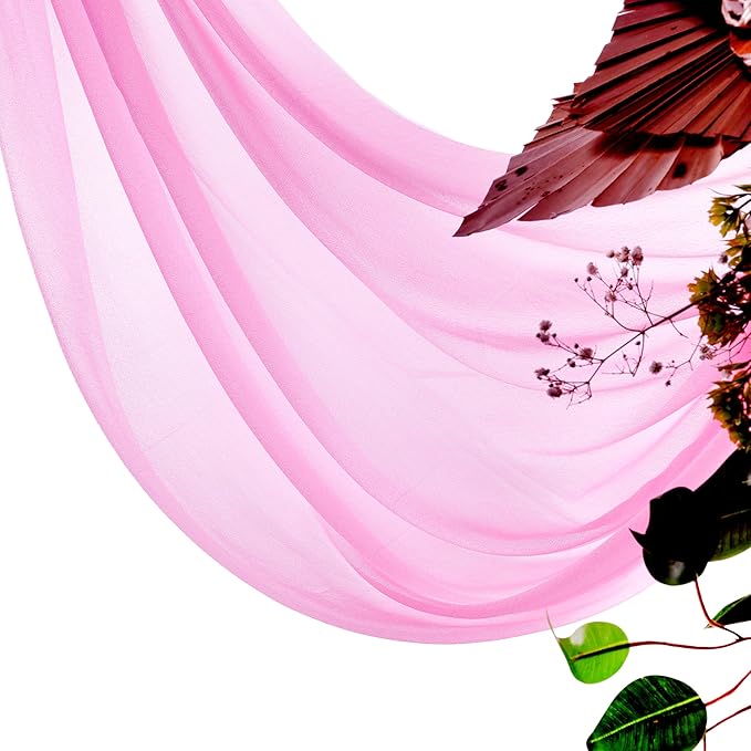 Fabric Bubblegum Pink Sheer Chiffon, 4 Panels 30 in x 20 ft Each