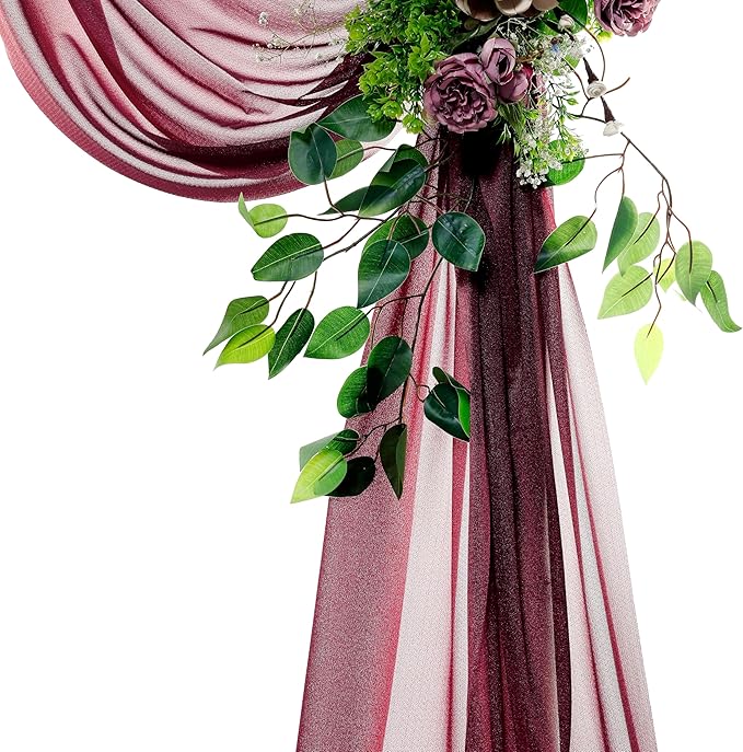 Burgundy Sheer Chiffon Backdrop Fabric, 2 Panels, 30 In x 50 Ft