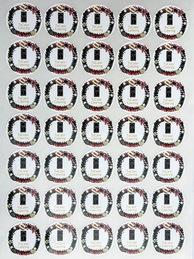 Custom Stickers for Weddings, Birthdays & Businesses - Personalized Labels with Your Logo - Waterproof, Fade and Heat Resistant - Pack of 100-1000 (Wreath O, 2.5 Inch)