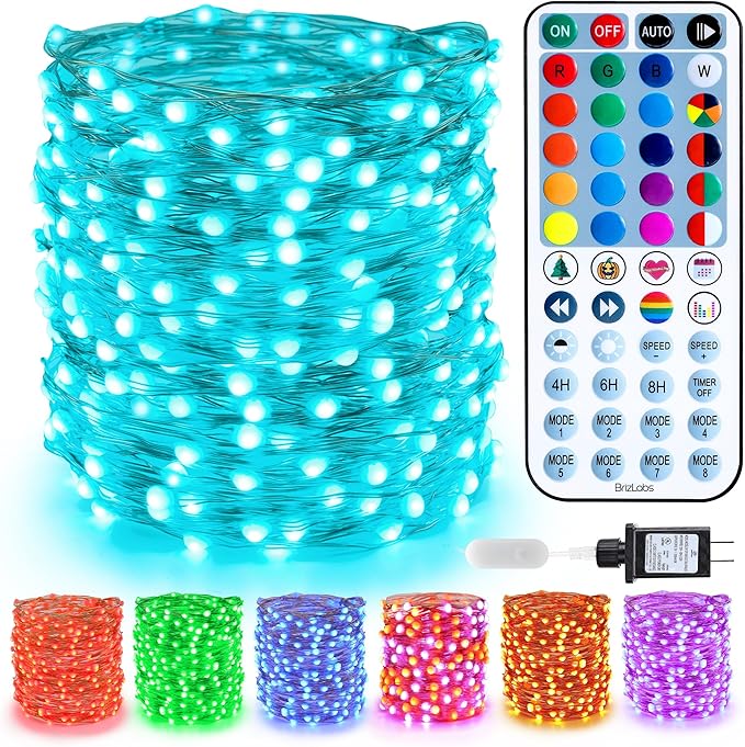 Indoor String Lights - 33 ft Color Changing 100 LED Fairy Lights with Timer