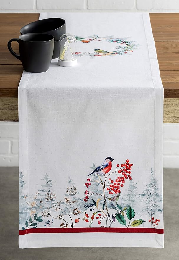 Maison d' Hermine Table Runner 100% Cotton Single Layer Table Runners 90 inches Long Decorative for Home Kitchen Dining Party Baby Shower Wedding Bridal Shower (Morzine, 14.50" x 90")