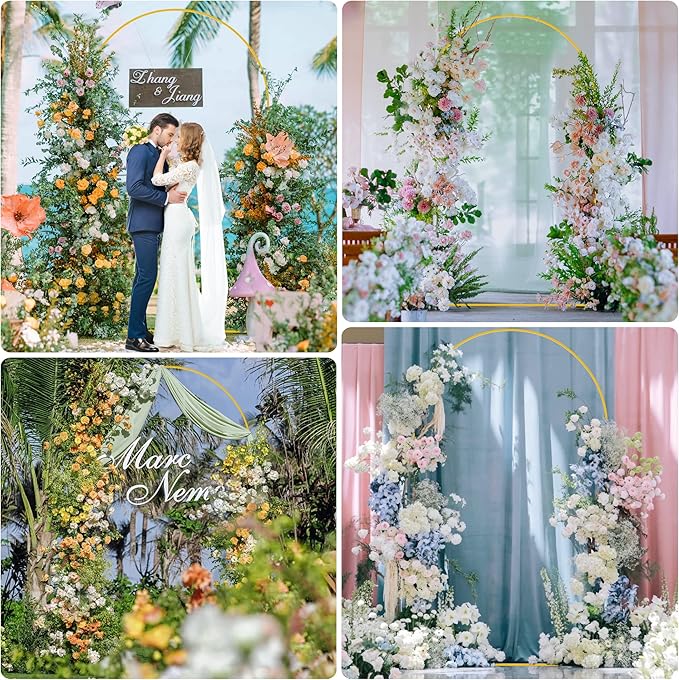 Arch Backdrop Stand 8 ft Tall Gold Iron Frame for Parties