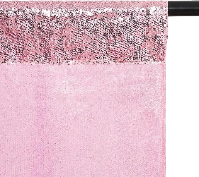 Poise3EHome 8Ft x 8Ft Fuchsia Pink Sequin Backdrop, Glitter Thick Satin Sequin Background Drapes, Sparkly Opaque Photography Curtain Backdrop for Wedding Party Holiday Festival Decor