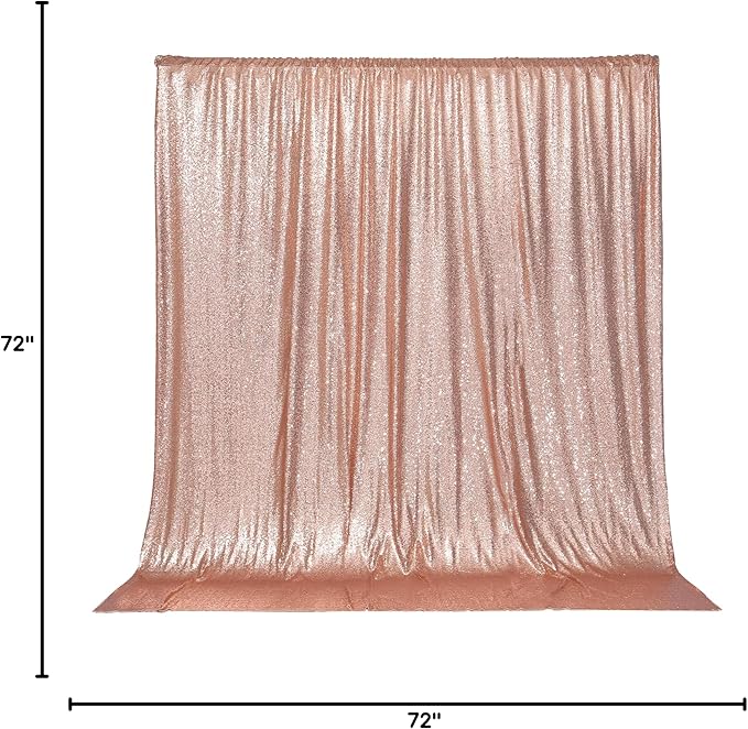 Backdrop Curtain, Rose Gold Sequin, 6 Ft x 6 Ft for Parties