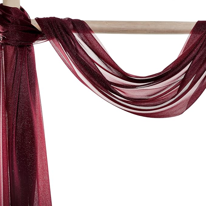 Burgundy Sheer Chiffon Backdrop Fabric, 2 Panels, 30 In x 50 Ft