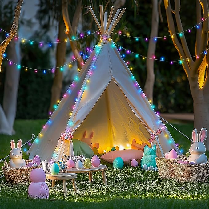 String Lights 168ft 600 LED Multicolor Easter Remote Waterproof Reel