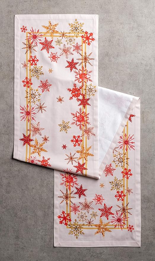 Maison d' Hermine Table Runner 100% Cotton Single Layer Table Runners 48 inches Long for Thanksgiving Christmas Decorations Home Kitchen Dining Party Wedding (Crystal Star, 14.5" x 48")