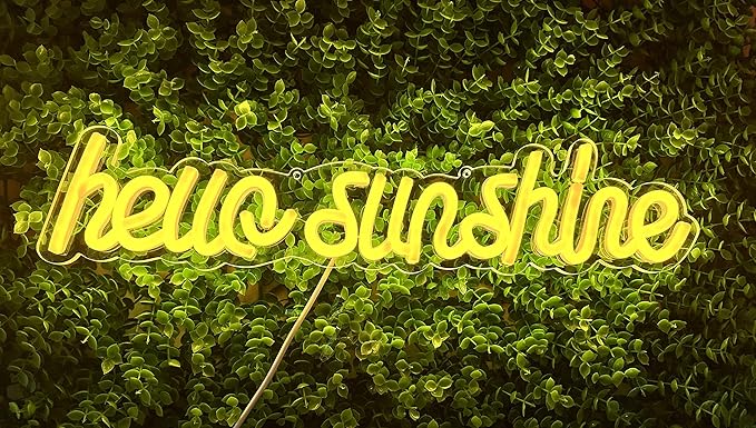 Lighted Neon Sign in Hello Sunshine Yellow, USB Powered Wall Decor