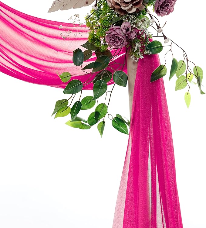 Backdrop Drapery Fabric Panel, Hot Pink Sheer Chiffon, 30 in x 40 ft