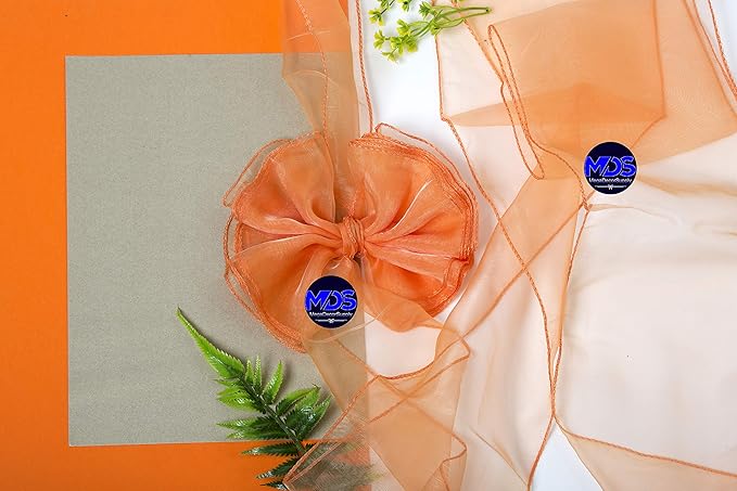 MDS Pack of 125 PCS Organza Chair Sashes Wider Dining Chair Bows Ribbon Tie Back for Wedding Party Birthday Bridal Shower Reception Event Banquet Home Chair Cover Decoration - Peach