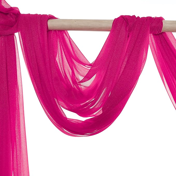Backdrop Drapery Fabric Panel, Hot Pink Sheer Chiffon, 30 in x 40 ft