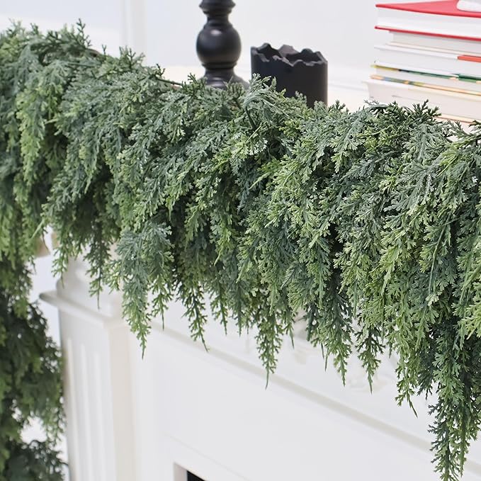 Garland 6 Ft Green Artificial Cedar with PE Needles for Christmas Decor