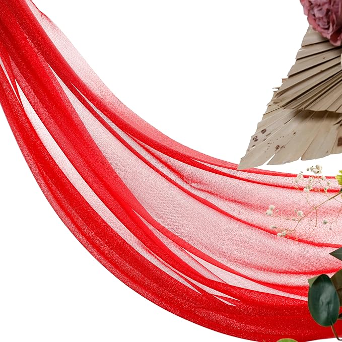 Fabric Panels in Red Sheer Chiffon, 3 Pack, 30 In x 20 Ft Each