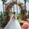 Arch Backdrop Stand 8 ft Tall Gold Iron Frame for Parties