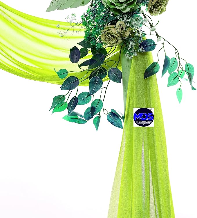 MDS Halloween Chiffon Draping Fabric - 1 Panel, 30" Wide x 20ft Long - Sheer Spooky Arbor & Canopy Drapery for Haunted House Backdrops, Party Ceilings, DIY Costumes & Themed Events - Parrot Green