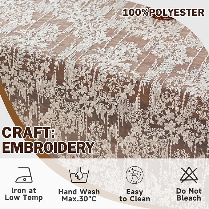 Lace Embroidered Tablecloth. Square Lace Vintage Tablecloth Dustproof Table Protector for Kitchen Dining Room Party Banquet Home Picnic Wedding Decoration (Creamy White 43×43 inch)