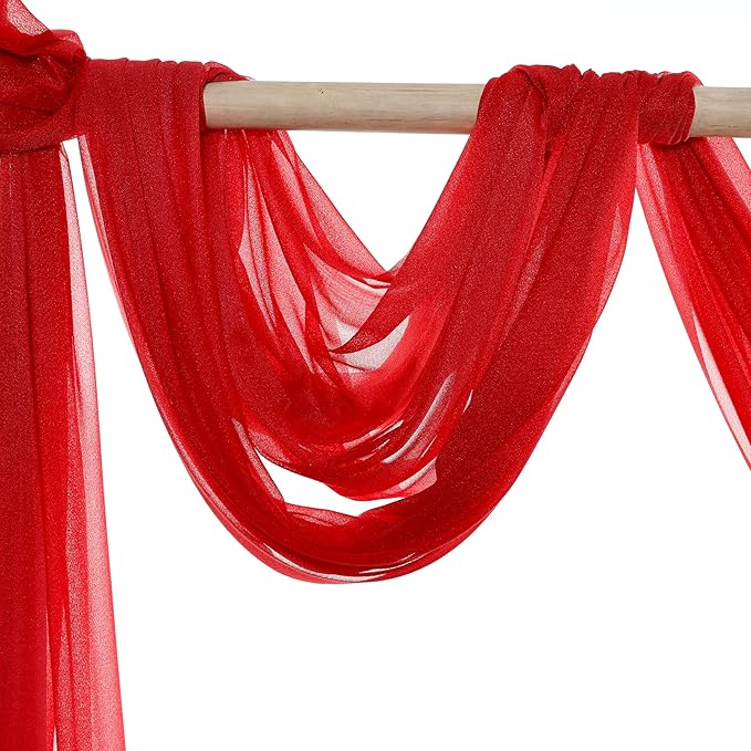 Fabric Panels in Red Sheer Chiffon, 3 Pack, 30 In x 20 Ft Each