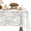 Jayla White Lace Tablecloth for Rectangular Tables, Vintage Style Wedding Table Cloths for Reception, Baby Shower, Birthday Party, Formal Dining, Dinner Parties 60 X 120 Inches
