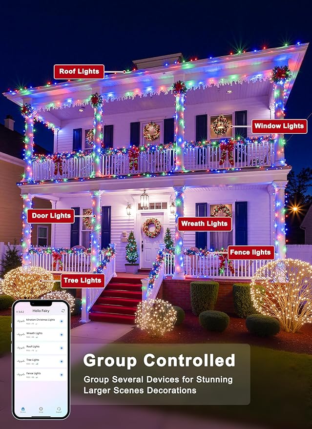 Indoor String Lights 198 FT 600 LED Color Changing with App and Remote