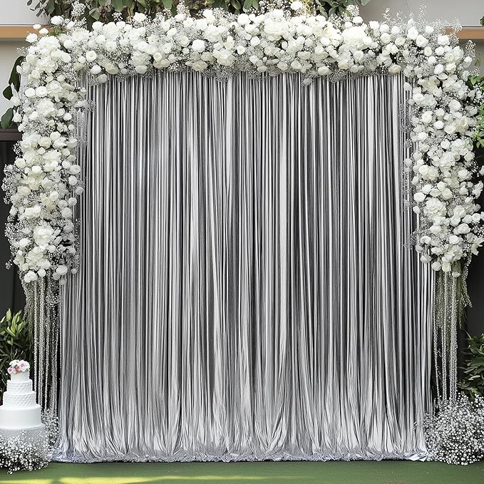 20x10 ft Wrinkle Free Black Silver Sequin Backdrop Curtain for Parties,Thick Not Fall Glitter Wedding Backdrop Drapes,4 Panels 5x10ft Shimmer Photo Back Drop Cloth for Birthday Photography Background