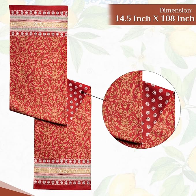 Maison d' Hermine Table Runner 100% Cotton Double Layer Table Runners 108 inches Long Decorative for Home Kitchen Dining Party Baby Shower Wedding Bridal Shower (Sofia, 14.50" x 108")