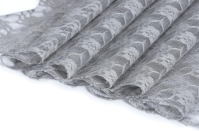 MDS Pack of 15 Wedding 12 x 108 inches Lace Table Runner for Wedding, Decorations for Birthday Parties, Banquets, Graduations, Engagements, and Runners fit Rectangle, Round Table- Silver Gray