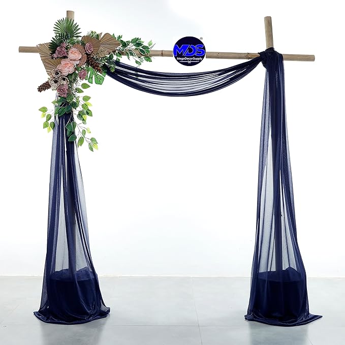 MDS Halloween Chiffon Draping Fabric - 1 Panel, 30" Wide x 75ft Long - Sheer Spooky Arbor & Canopy Drapery for Haunted House Backdrops, Party Ceilings, DIY Costumes & Themed Events - Navy Blue