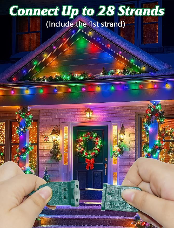 String Lights, 25 ft Frosted Multicolor G40 LED Globe Lights