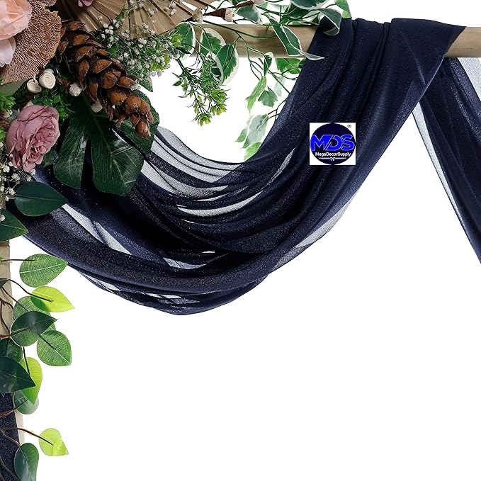 MDS Halloween Chiffon Draping Fabric - 1 Panel, 30" Wide x 40ft Long - Sheer Spooky Arbor & Canopy Drapery for Haunted House Backdrops, Party Ceilings, DIY Costumes & Themed Events - Navy Blue