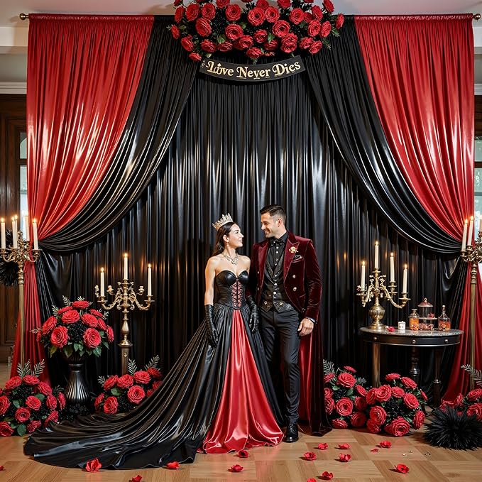 Black Glitter Backdrop Curtain for Parties Wedding,10Ft x 10Ft Satin Shimmer Photo Backdrop,Non-Wrinkle Sparkle Drapes for Backdrop,Back Drop for Photography, Birthdays,Weddings,Prom
