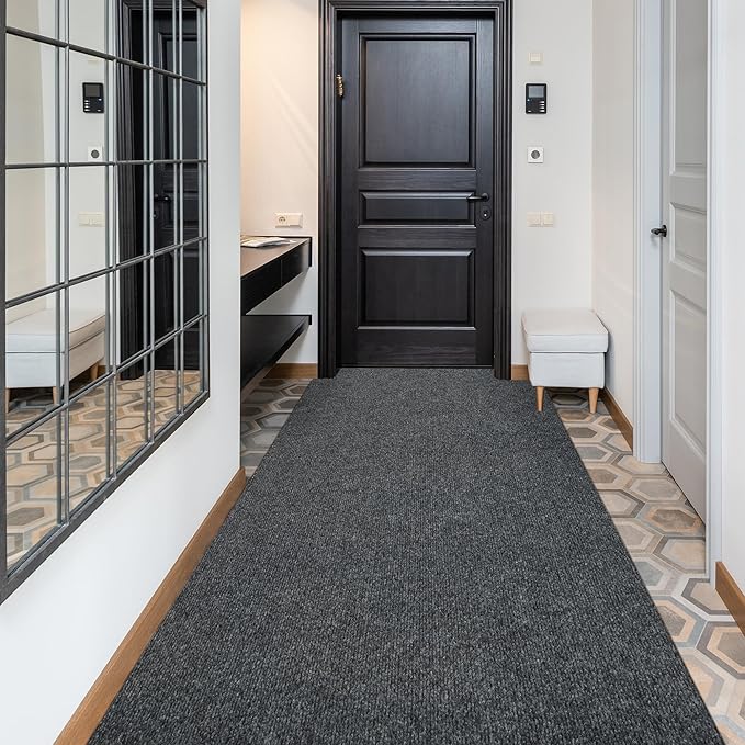 jxgzyy Runner Rugs 3 x 10 ft, Non Slip Entrance Doormat, 0.25” Thickness Indoor Outdoor Carpet Runner with Rubber Backing, Waterproof Custom Size Heavy Duty Floor Mat for Hallway Laundry Patio