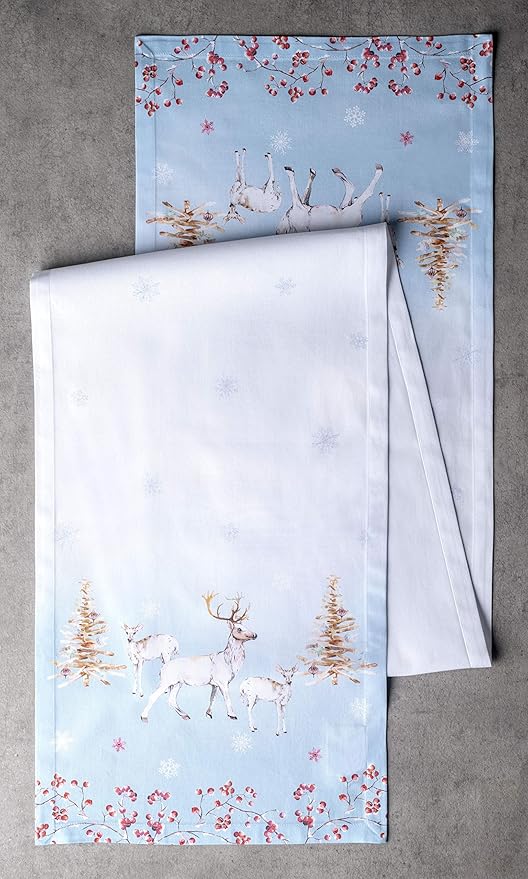 Maison d' Hermine Table Runner 100% Cotton Single Layer Table Runners 36 inches Long for Thanksgiving Christmas Decorations Home Kitchen Dining Party Wedding (Fairy Tale Forest, 14.5" x 36")