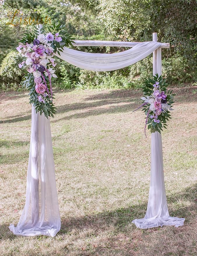 Artificial Silk Flower Swag Set with Purple Dahlia and Rose, 40 Inch