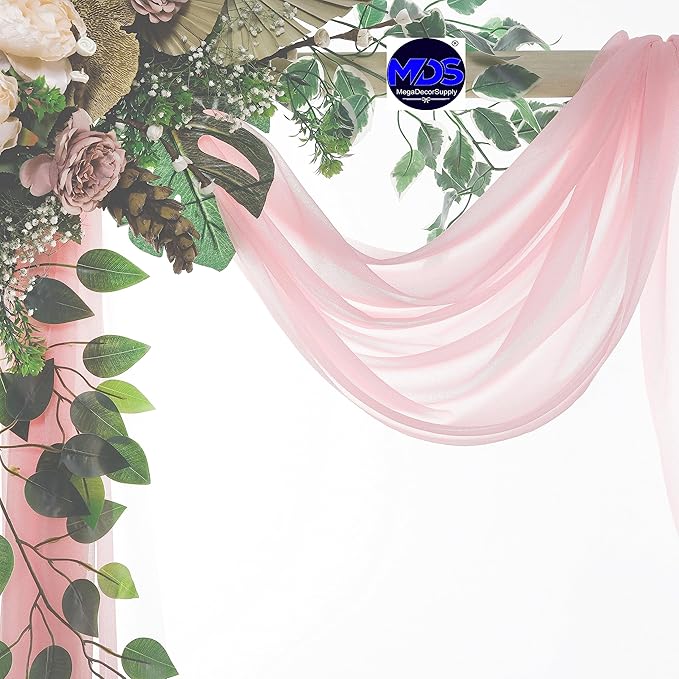 MDS Halloween Chiffon Draping Fabric - 2 Panel, 30" Wide x 40ft Long - Sheer Spooky Arbor & Canopy Drapery for Haunted House Backdrops, Party Ceilings, DIY Costumes & Themed Events - Blush Pink
