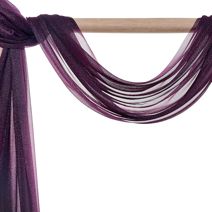 Fabric Sheer Chiffon in Eggplant, 4 Panels 30 Inch x 20 Ft for Wedding Arches