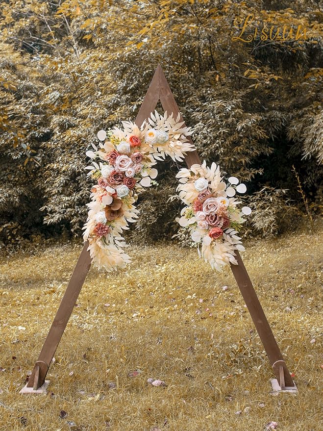 Artificial Flowers Wedding Arch Swag Set, Champagne Silk Blooms